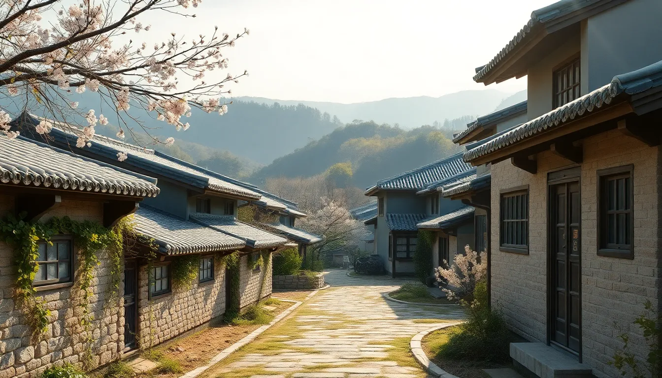 영주 무섬마을 외나무다리 풍경