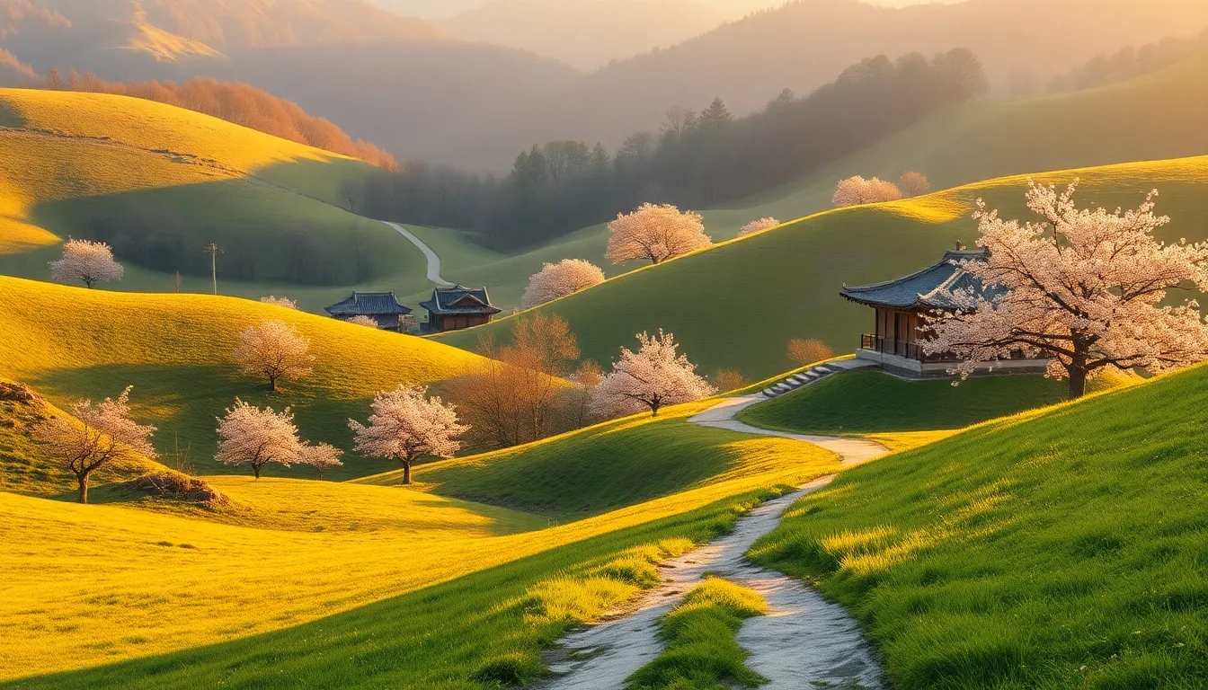 강릉 해변의 아름다운 봄 풍경